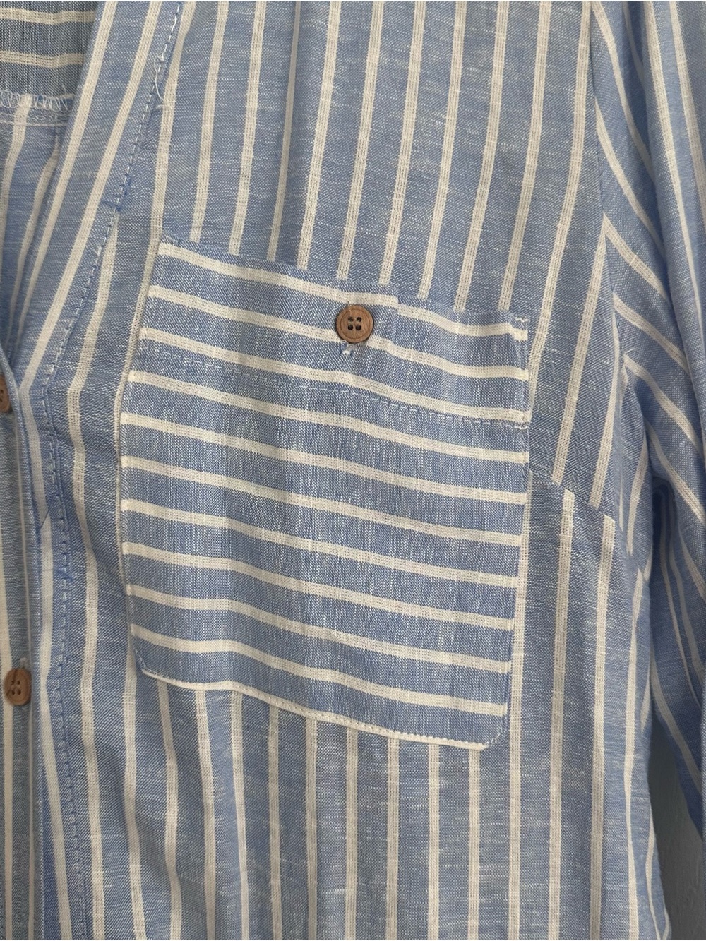 Zara Blue White Striped Linen Blend Shirt Dress Size S Belted Midi - Picture 11 of 12